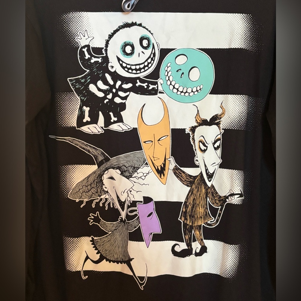 Disney Nightmare Before Christmas Black Hoodie with Lock, Shock, and Barrel - Picture 7 of 10